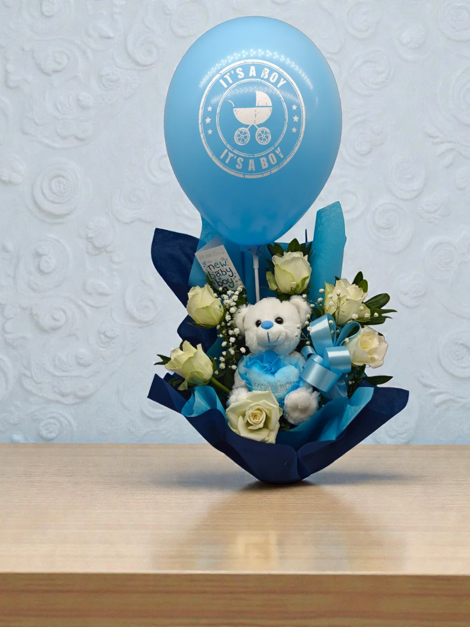 Blue Carriage – Premium Σύνθεση για Νεογέννητο Αγόρι με Λούτρινο & Μπαλόνι blue-carriage-synthesi-agori-loutrino-baloni-marousi